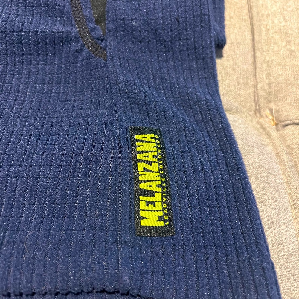 Melanzana Women’s Medium Microgrid Hoodie in Navy. Purchased in Leadville.